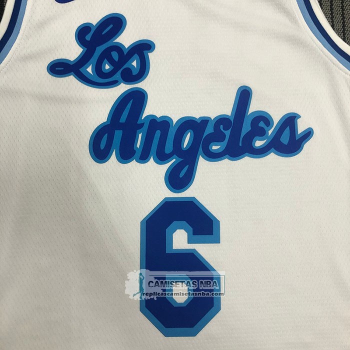 Camiseta Los Angeles Lakers LeBron James NO 6 Classic 2019-20 Blanco